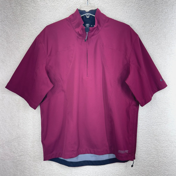 Nike Golf Storm-Fit Men Medium 1/4 Zip Shirt Burgundy Outdoor Short Sleeves Zip - Picture 1 of 12